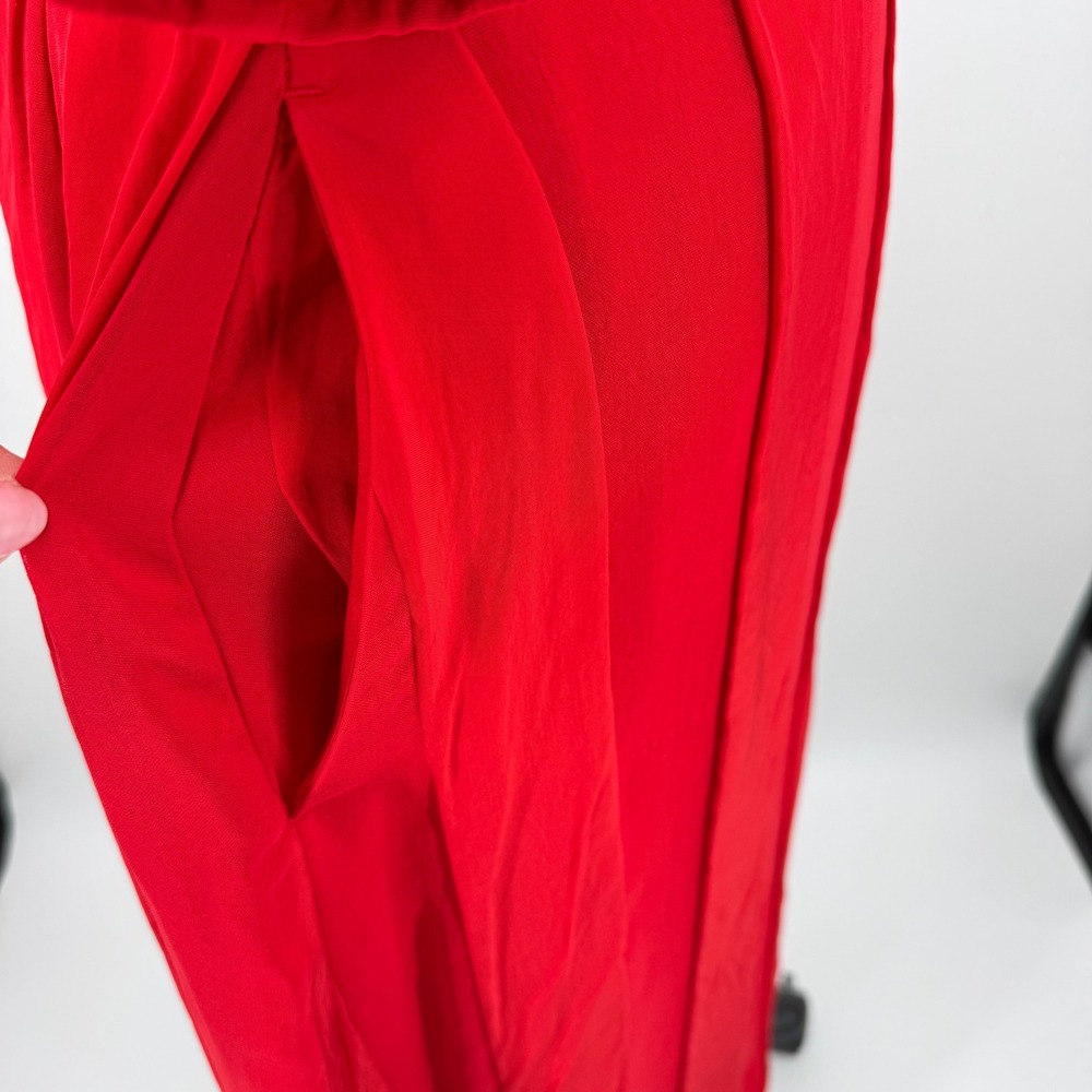 Everlane Women's Short Sleeve Red Striped‎ Ruched Dress - Picture 6 of 14
